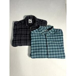 Lot of 2 Mountain Khakis Shirt Mens L Long Sleeve Button Up Multicolor Plaid